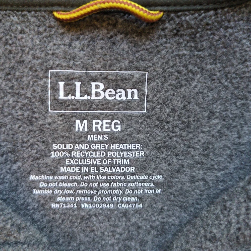 LL Bean Fleece Vest Grey Mountain Classic Full Zip Recycled Mens L.L. Medium REG